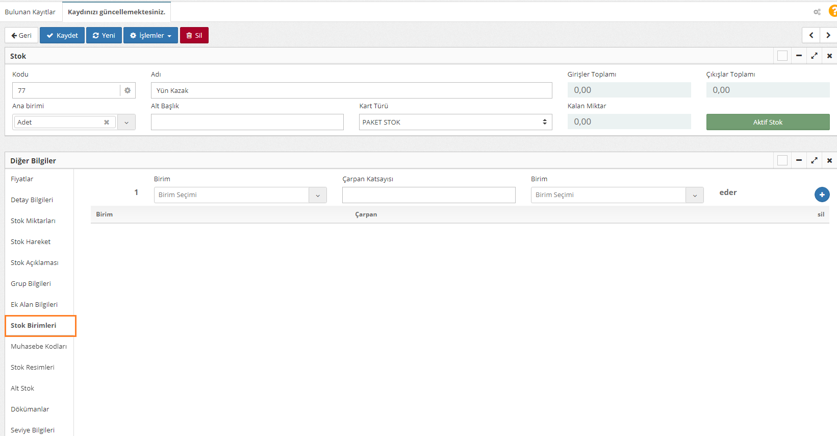 Stok Birimleri Nasıl Kullanılır?